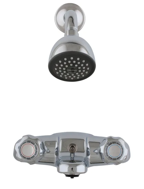 Robinet bain et douche 2 poignées chromées 