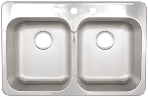 Évier de cuisine double 3 trous