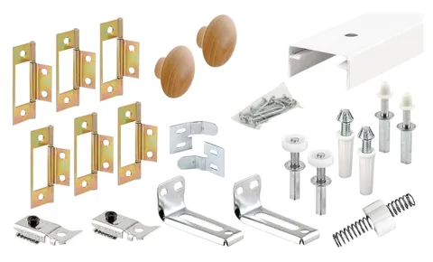 Folding door track with hardware 